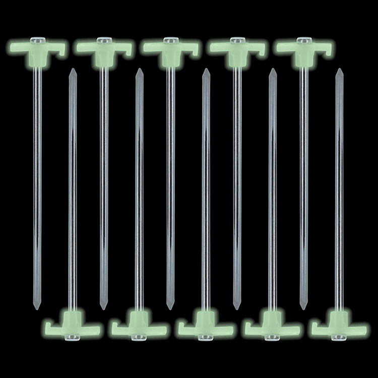 China Manufacturer Metal Tent Pegs Glow in The Dark Stopper  Heavy Duty Metal Garden Tent Stakes Outdoor Camping Accessories - 副本