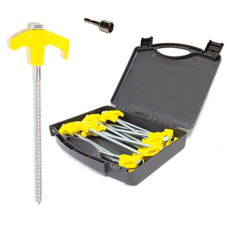 China Manufacturer 22PCS Heavy Duty Galvanized Steel Tent Pegs Plastic Spiral Top Gear Anchor Screw Pegs Tent Stake Set  for  Camping Accessories - 副本